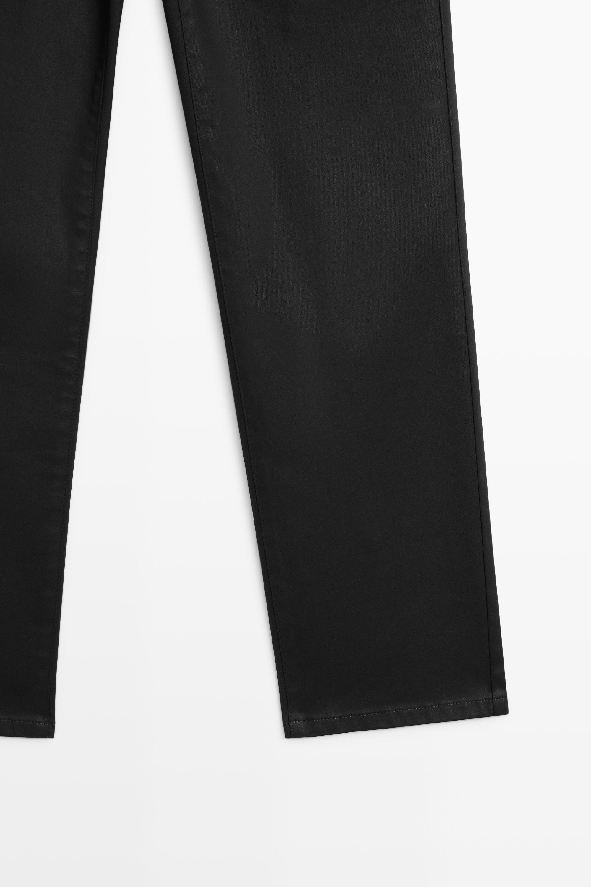 Waxed straight-leg pants